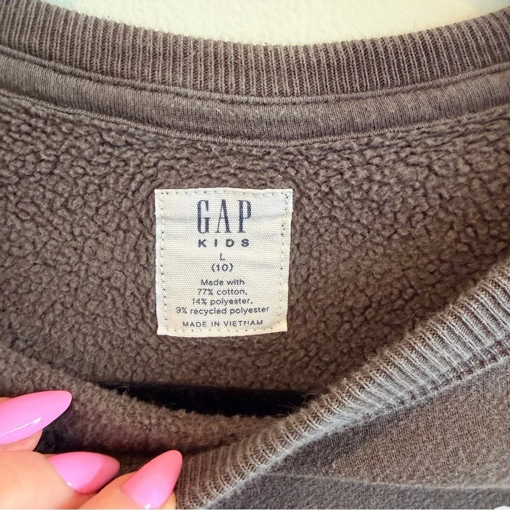 GAP Kids Good Vibes Only Charcoal Long Sleeve Crewneck Sweatshirt Size Large 10